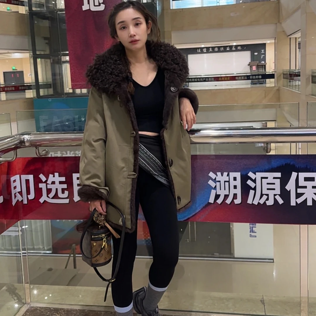 25年中长款风衣兔皮毛一体女装两面穿皮草外套（JM8805)