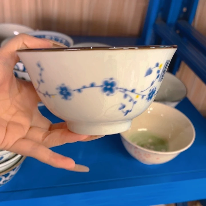 瓷小兰花5寸米饭碗4只装