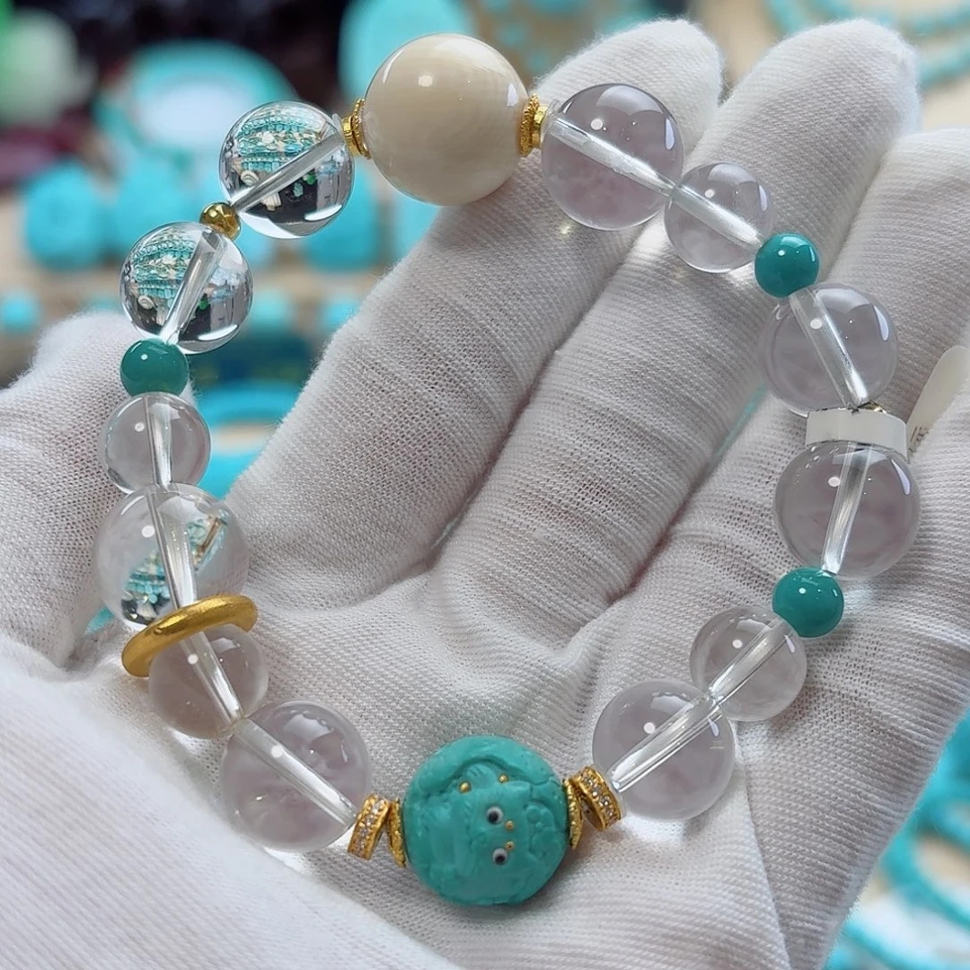 绿松石18K金镶嵌珠宝奇石