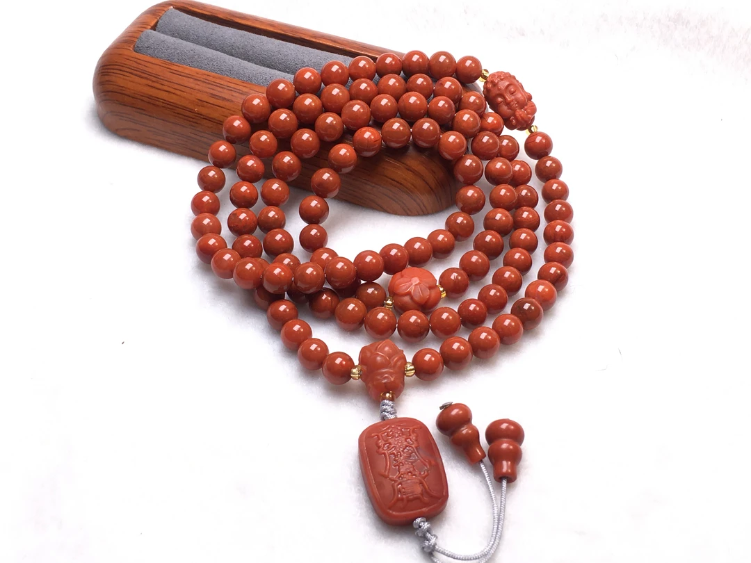 精品天然川料瓦西南红卡6.5mm左右圆珠diy项链多圈 Jx664