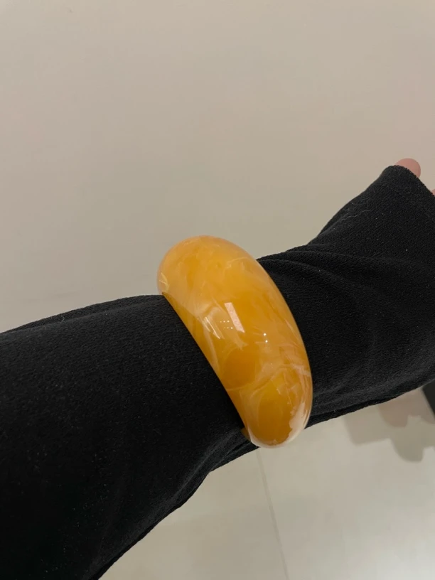 非金属树脂手镯 慧莹欧尼同款半圈黄色树脂手环