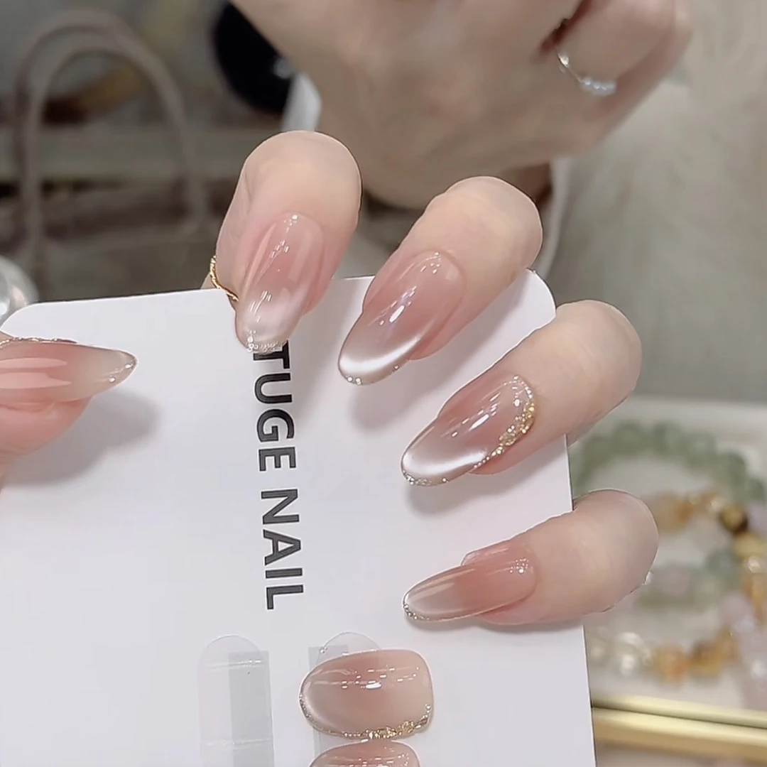 TugeNail “流光”春夏显白腮红纯色手工流行气质猫眼穿戴甲TGLI