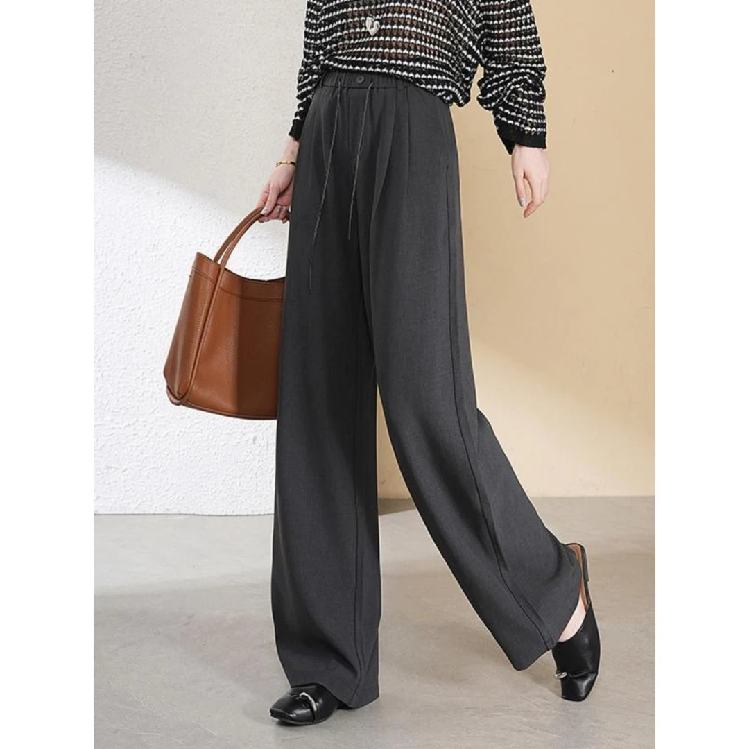 法芬图2025新款春季慵懒风设计感宽松休闲裤子高个子加长阔腿裤