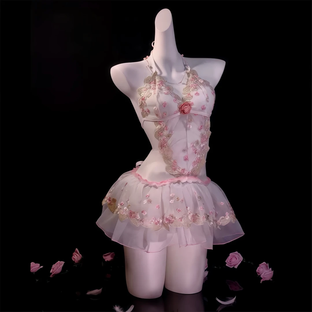 刘掰掰【星云之恋】性感女夏季薄款诱惑蕾丝睡裙女套装气质时尚甜美