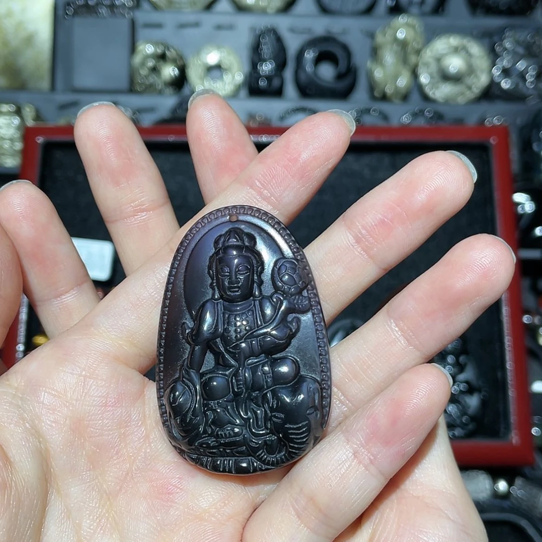 【闪购商品】未镶嵌黑曜岩吊坠(不含链)贪**?