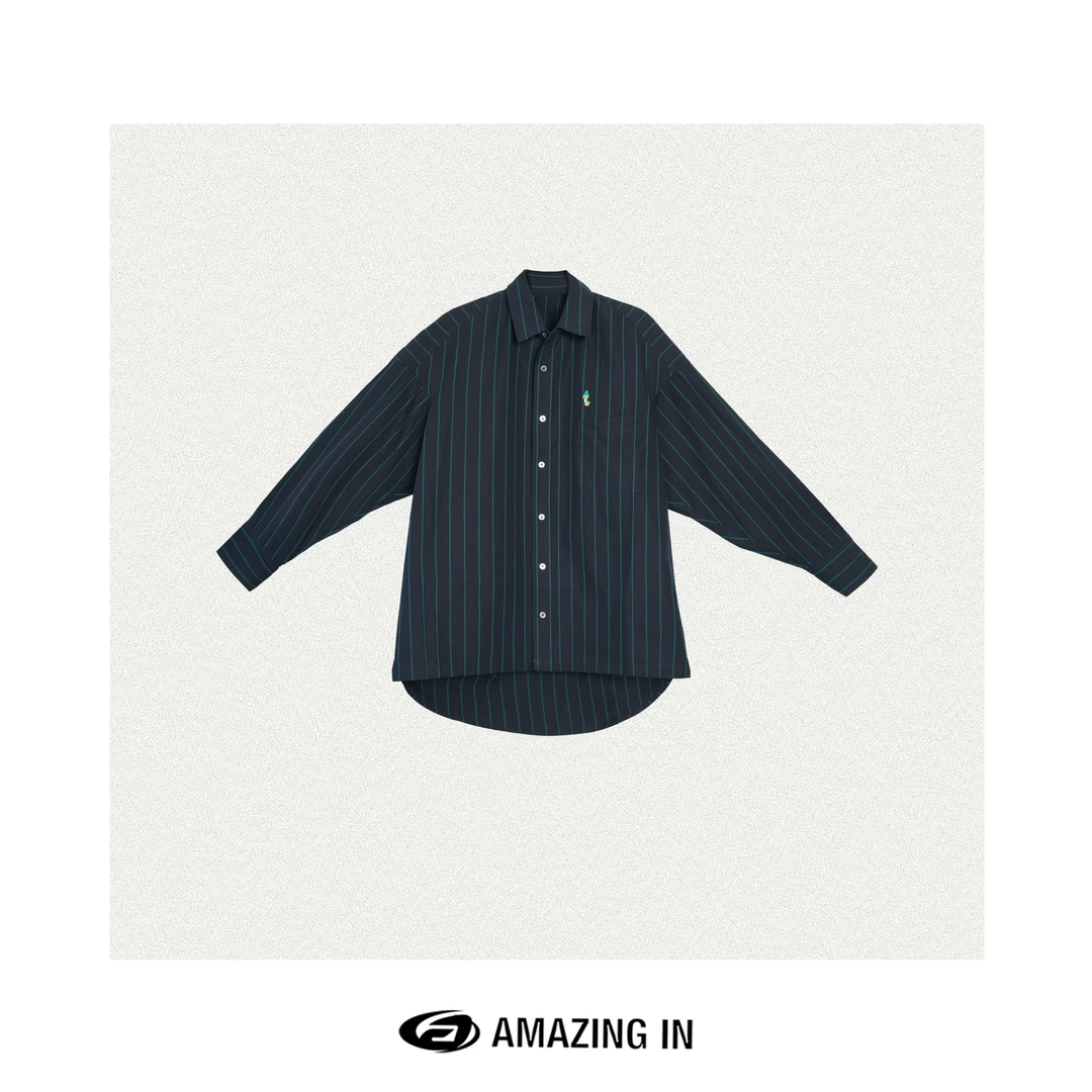 AMAZING IN | 1oo%棉 | 微标刺绣条纹廓形衬衫 A250209-ZE-98306