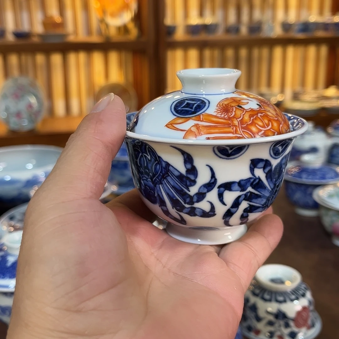 錡镇堂手工手绘盖碗