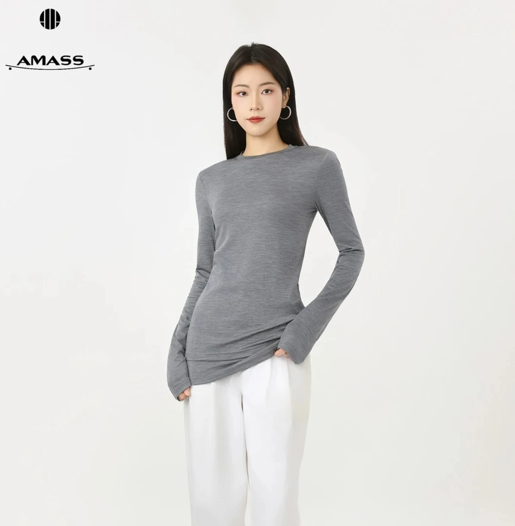AMASS阿玛施百搭圆领纯色长袖T恤5300886