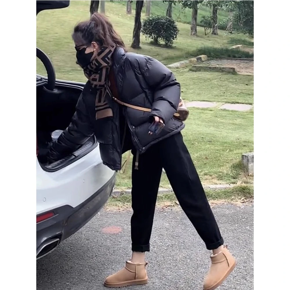 短款羽绒服女2025年冬新款小个子宽松加厚立领95白鸭绒面包服外套