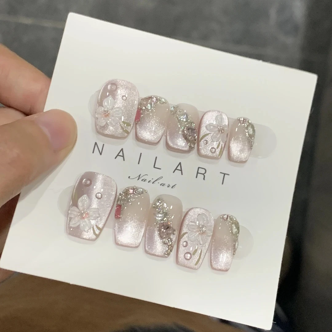 亿哥-【那片花海】- 设计师纯手绘重工款猫眼纯手工轻奢穿戴美甲