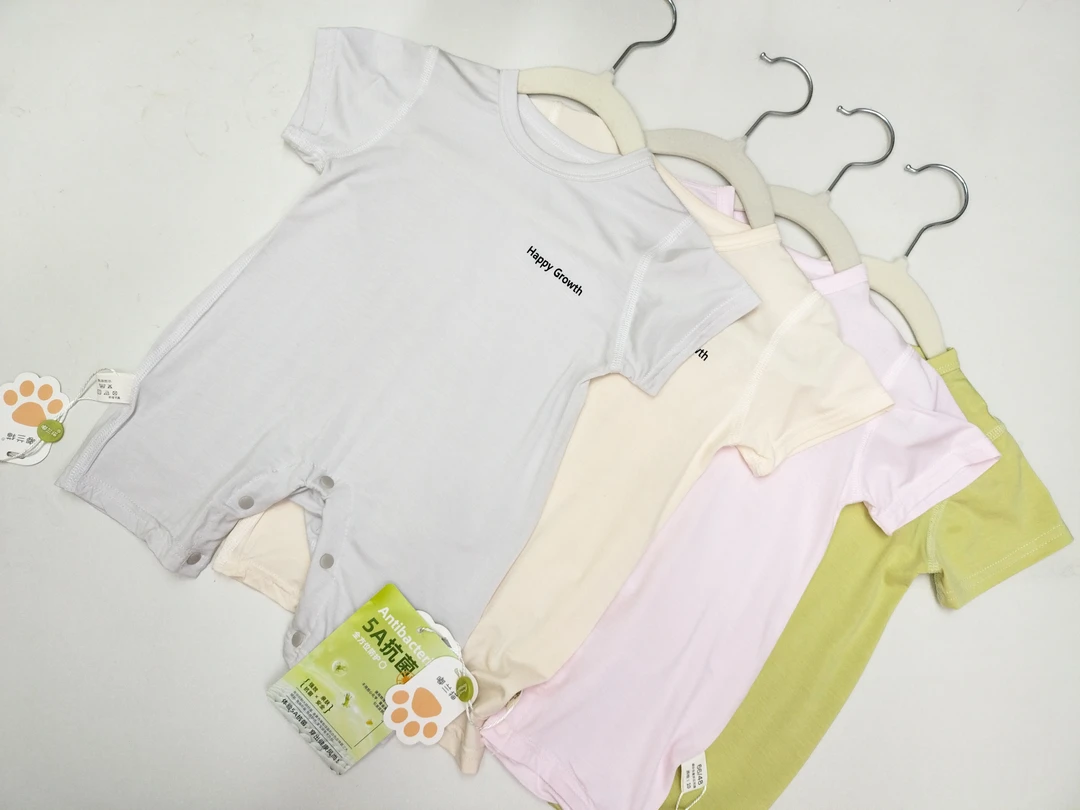 冰多啦婴幼儿连身衣宝宝短爬哈衣短袖套头款夏季薄款无骨