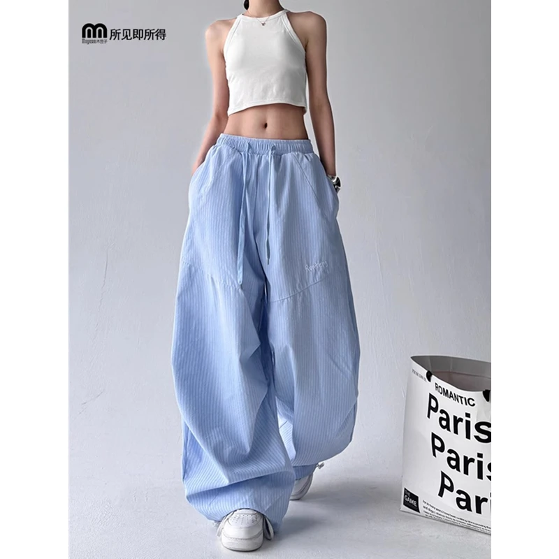 美式潮牌直筒裤子女2025爆款春装新款宽松显瘦跳舞阔腿休闲工装裤