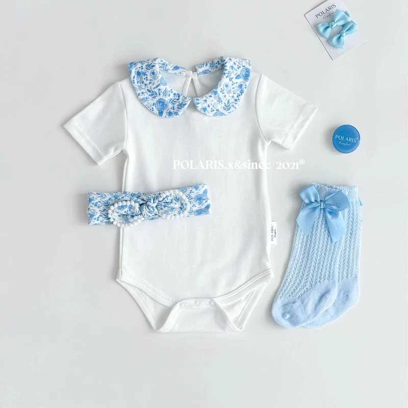 瓷娃娃 | 国风新中式小众A类纯棉小月龄女宝夏天短袖娃娃领包屁衣