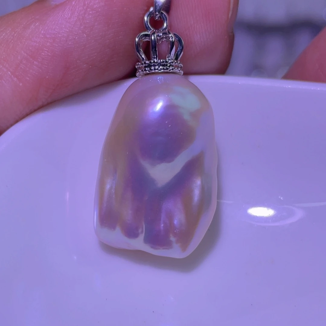 银S925镶嵌天然淡水珍珠吊坠淡水珍珠