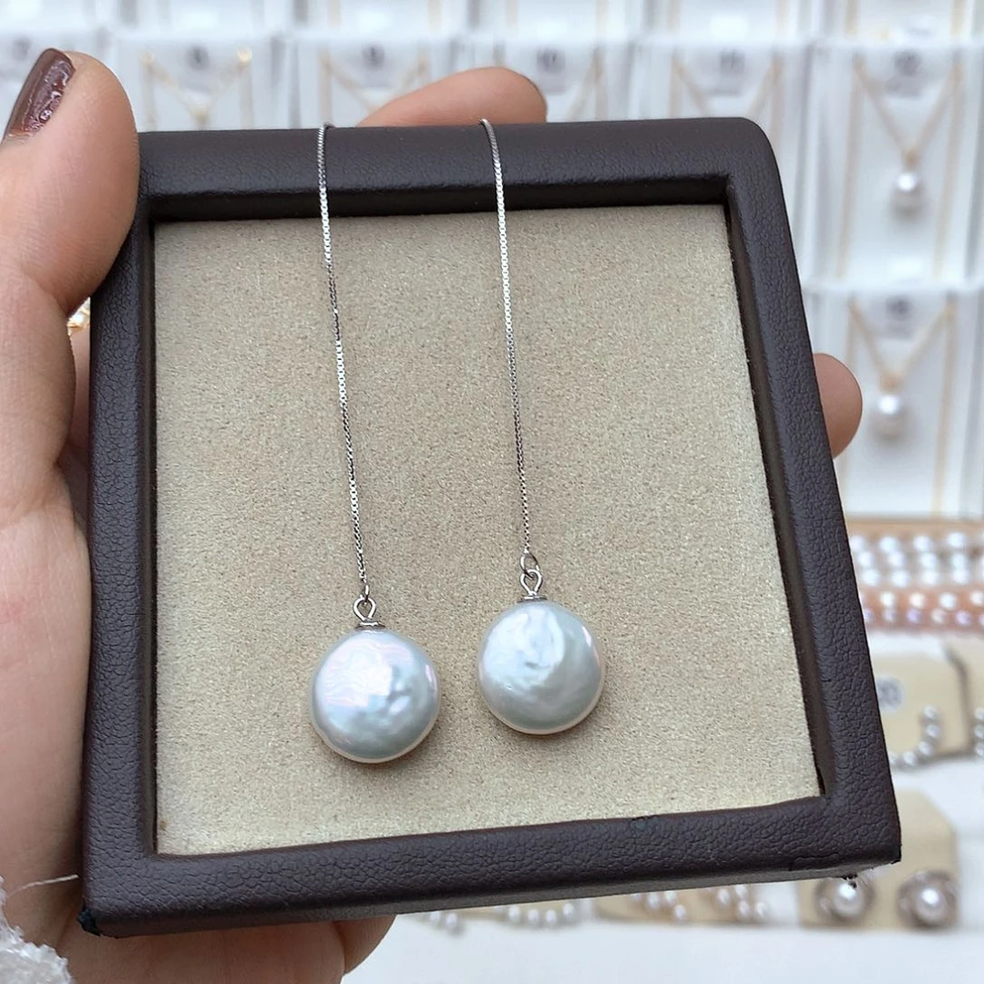 银S925镶嵌淡水珍珠耳饰北***星