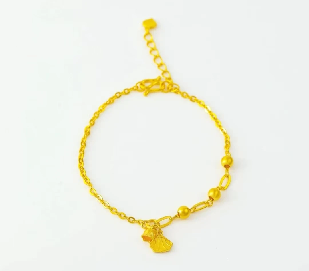 足银手链 轻奢时尚宫廷款杏叶花苞金银手链精致