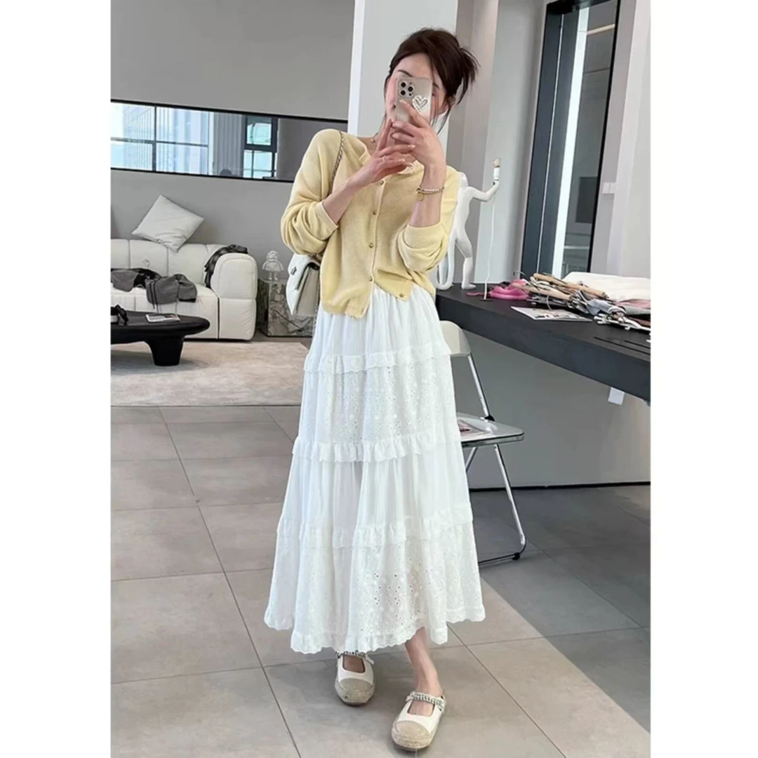 QianRH-9853春季新款气质温柔法式高腰女装半身裙