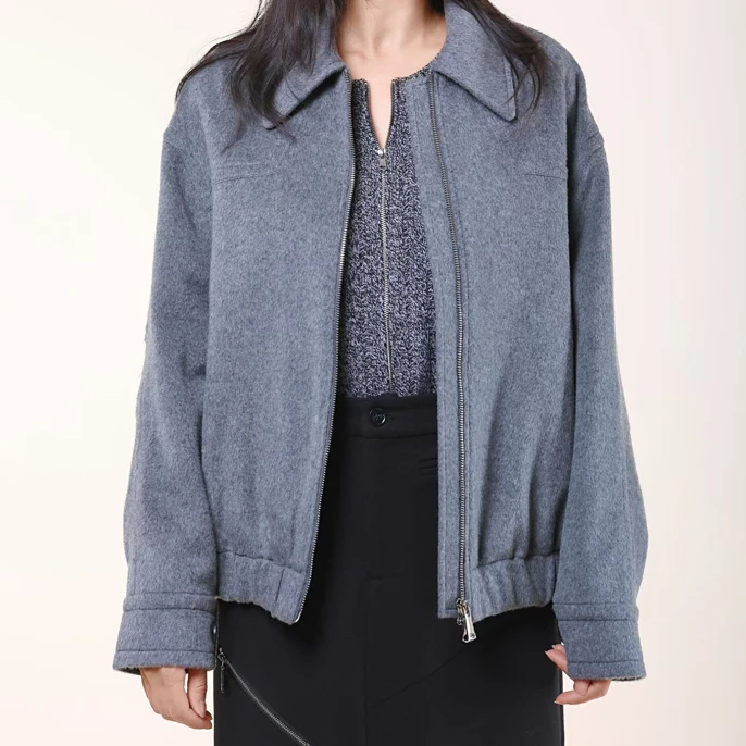 短款毛呢翻领双面呢大衣430729