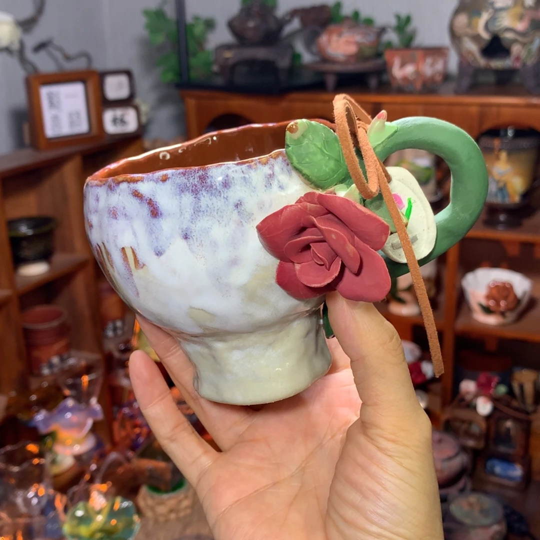 陶·深粉色玫瑰高脚杯