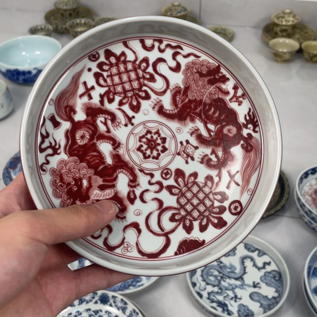 摆件景德镇狮子壶承釉里红jjj