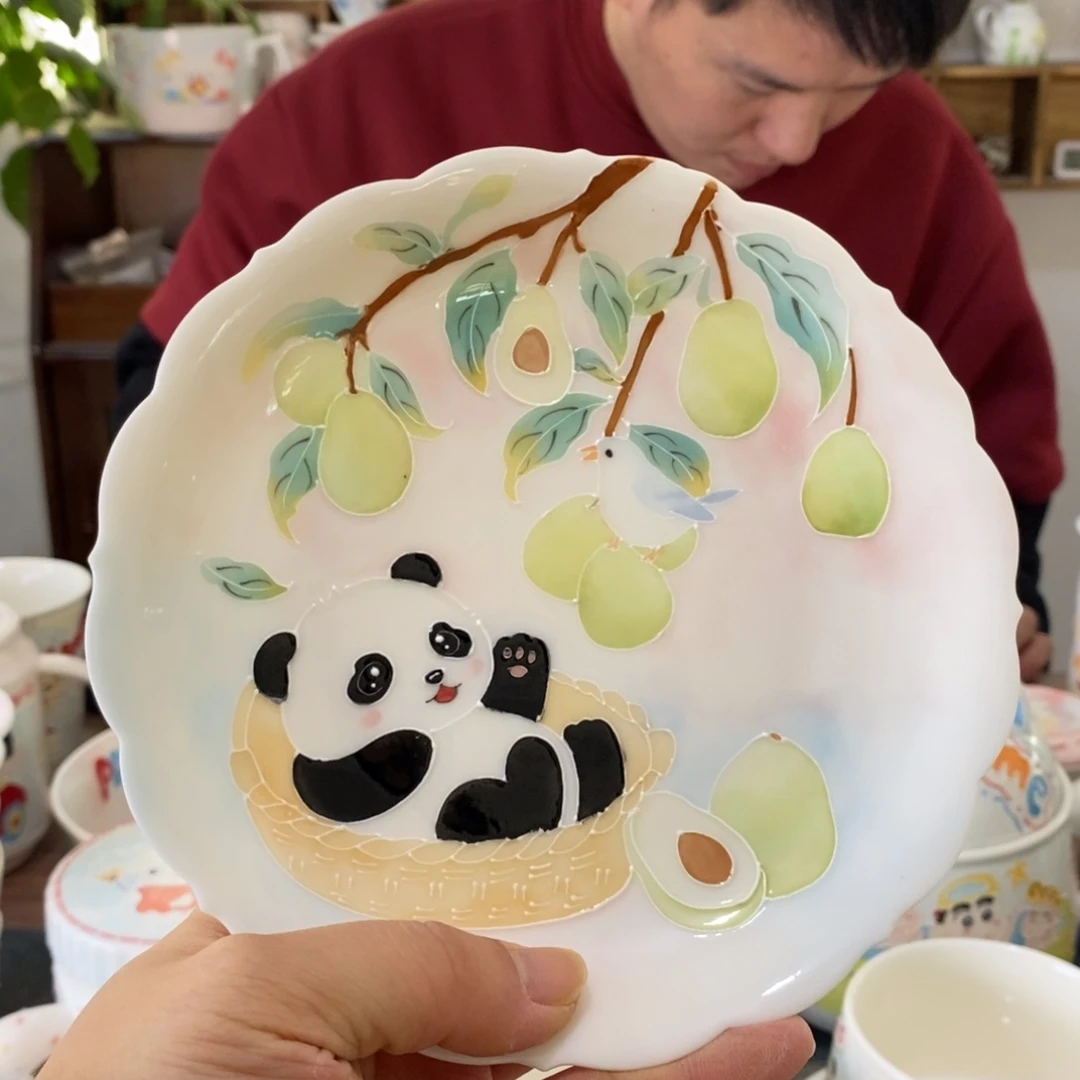 无***习瓷片景德镇釉下彩手绘