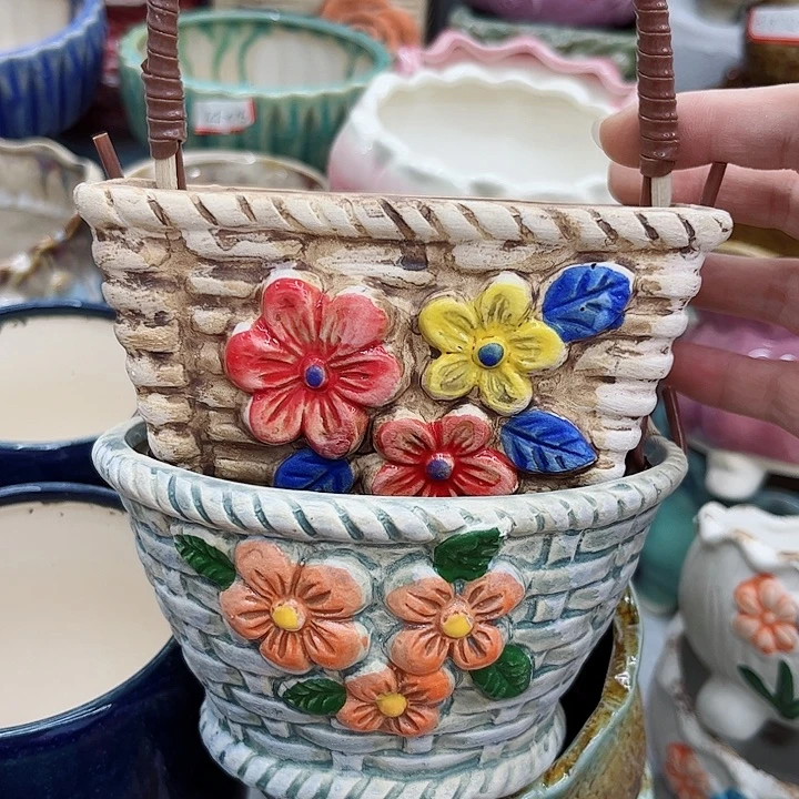 多肉绿植陶瓷花盆9.9包邮，有孔