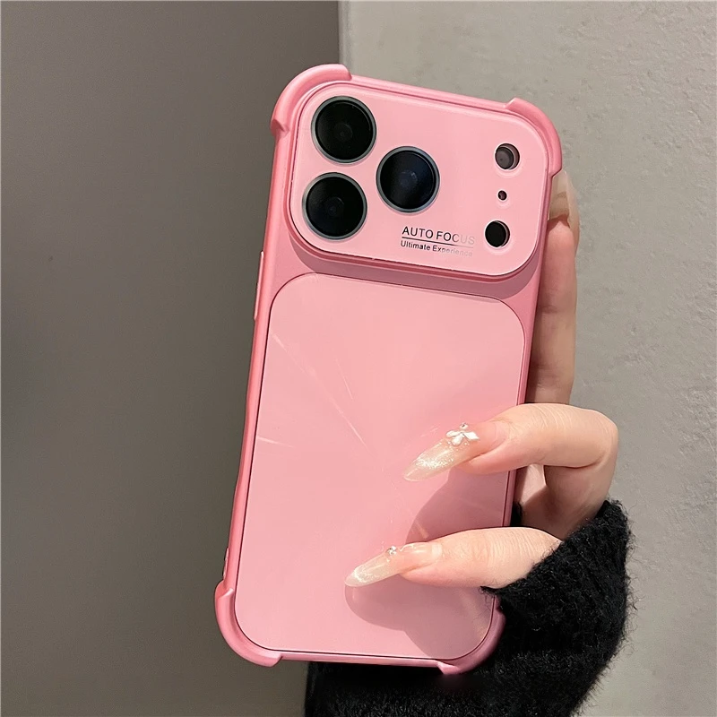 适用于苹果17promax手机壳新款高级时尚简约粉色极光四角防摔硅胶