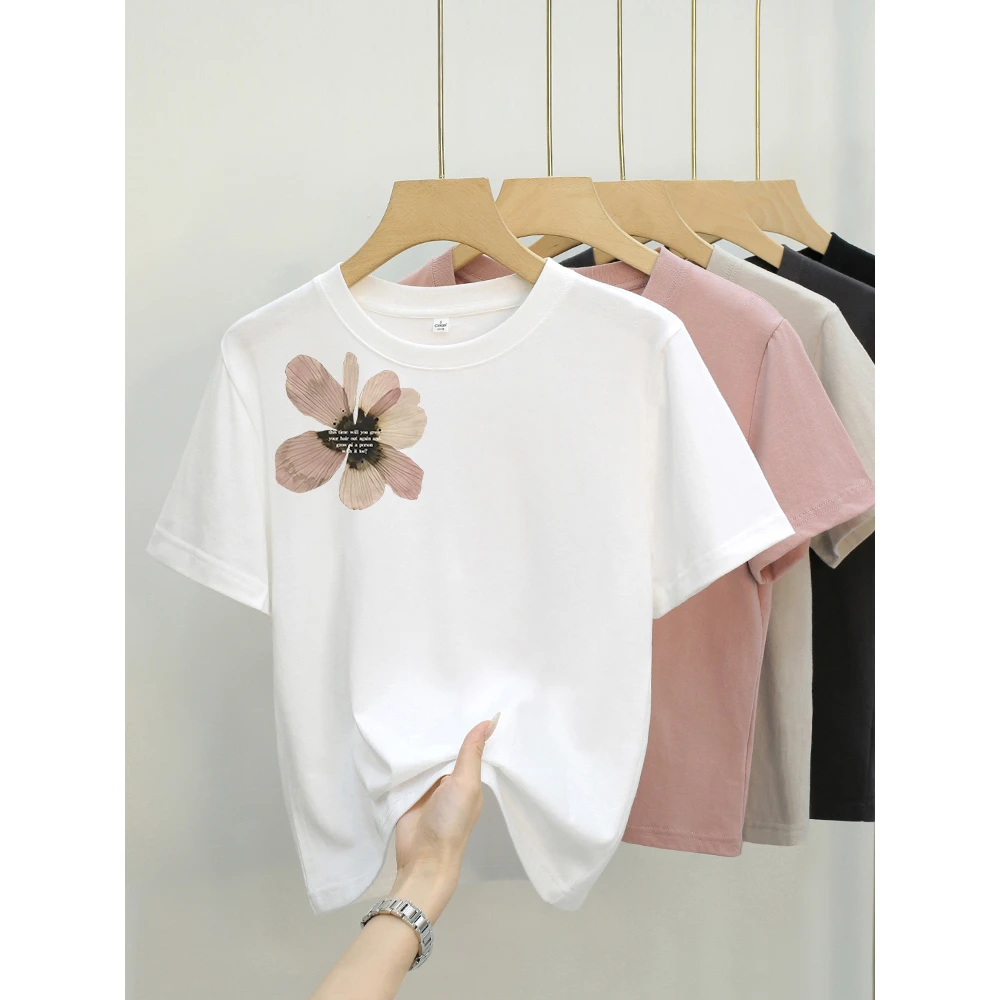 花朵 夏季印花短款显瘦百搭设计感小众设计师t恤
