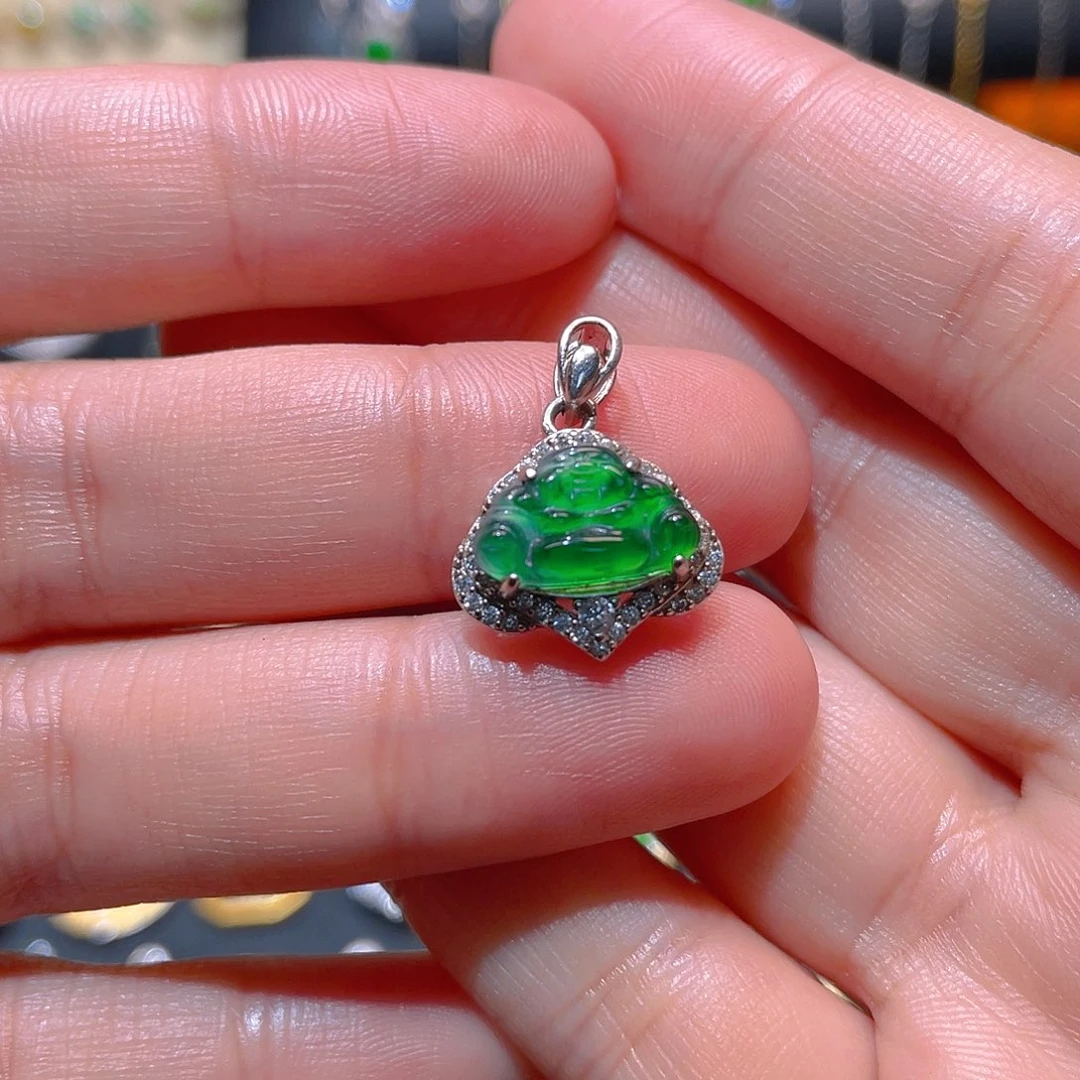 翡翠银S925镶嵌吊坠(不含链)