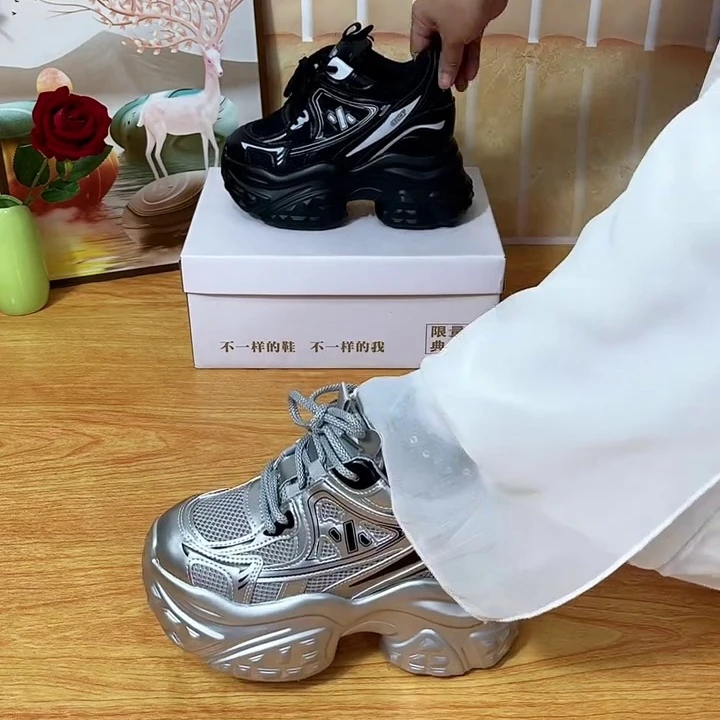 2025秋季新款11cm内增高女鞋厚底小个子老爹鞋百搭松糕运动休闲鞋