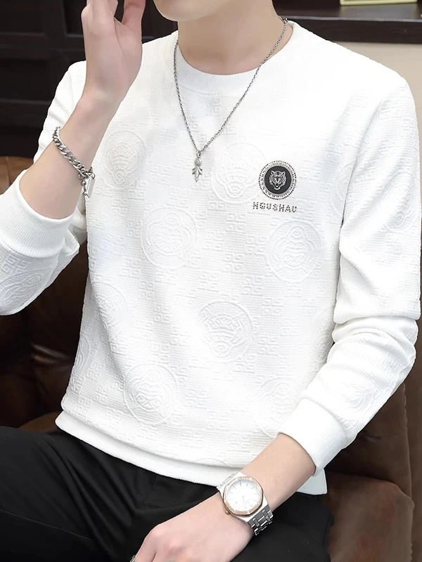 凯邦威春秋季新款圆领卫衣套头休闲纯色长袖恤潮流青年虎头打底衫