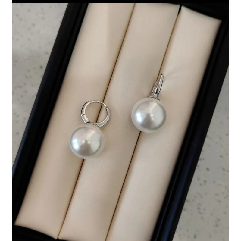 S925银淡水白珠耳扣珍珠耳扣耳饰白色百搭复古时尚轻奢气质女