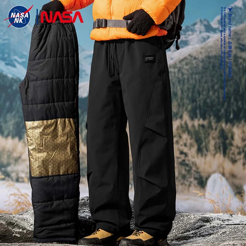 NASA联名户外登山加绒保暖棉裤男款冬季宽松百搭休闲长裤防泼裤子