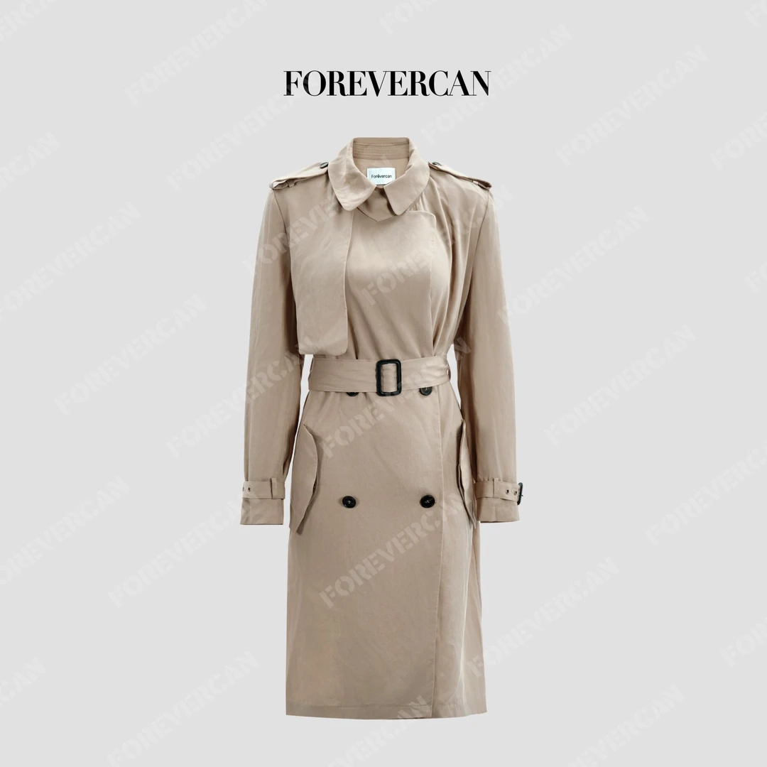 FOREVERCAN“梦回巴黎”长期主义翻领宽松长款风衣外套 SC23701