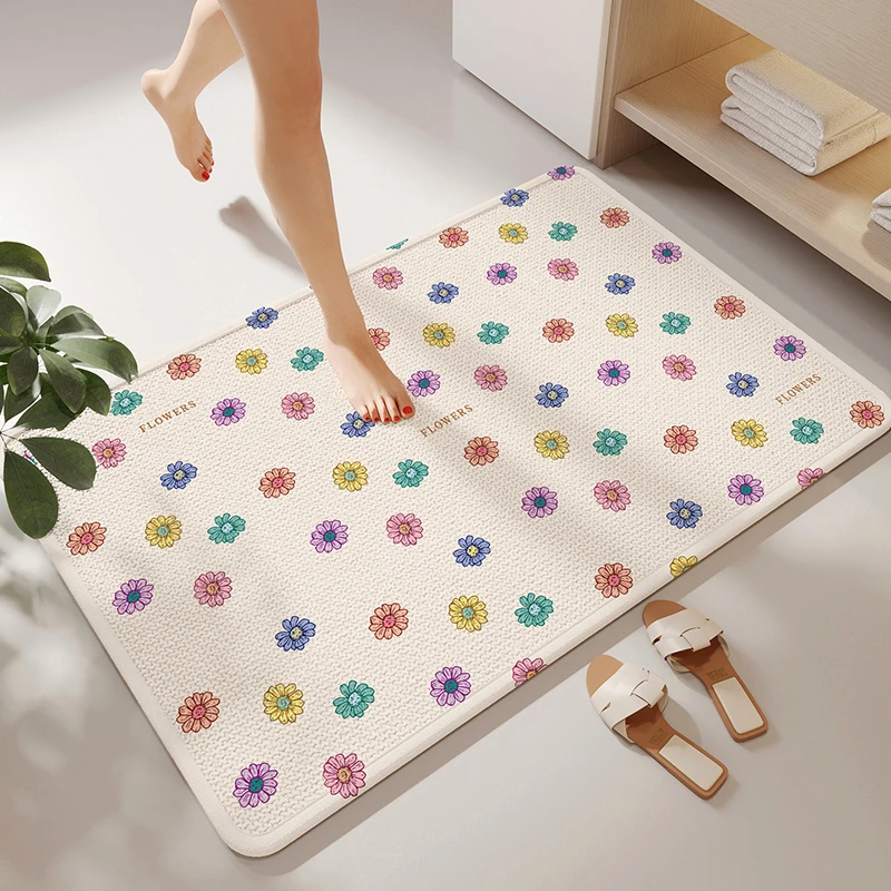 浴室亚麻编织小清新吸水地垫门口防滑垫脚垫卫生间速干洗澡间地毯