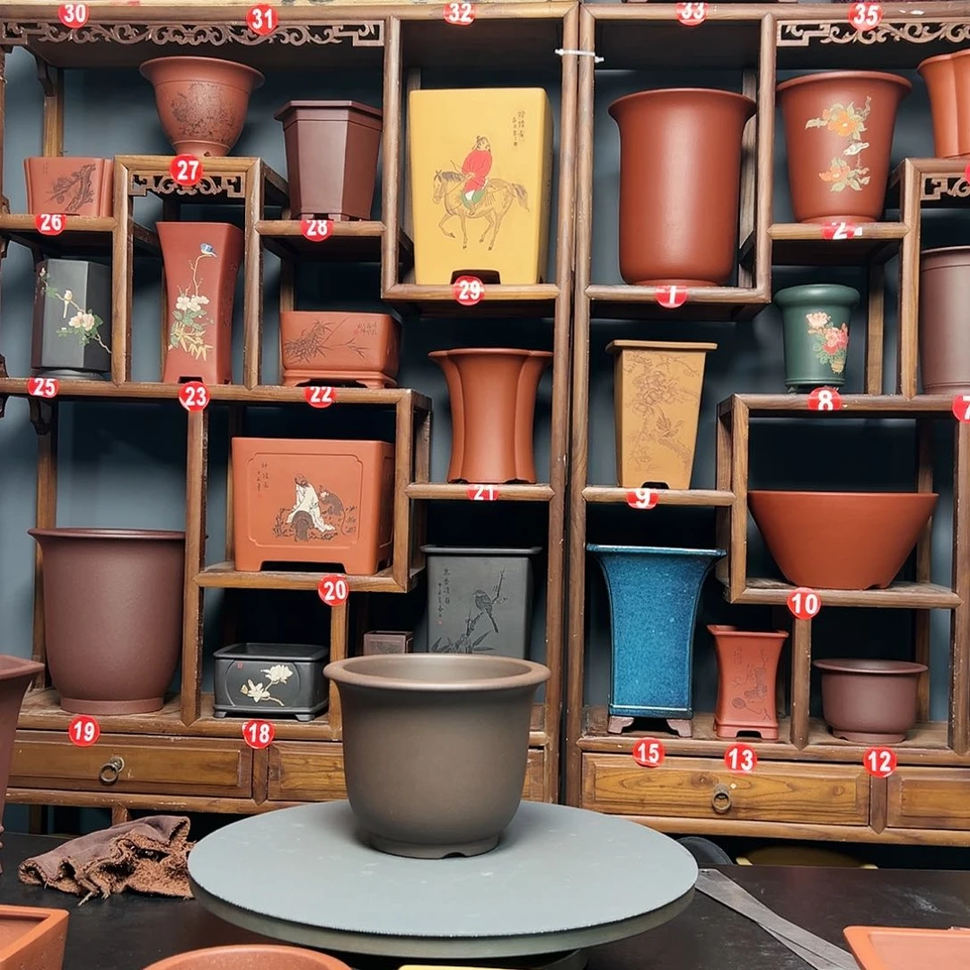 紫砂花盆送**瑰紫砂花盆