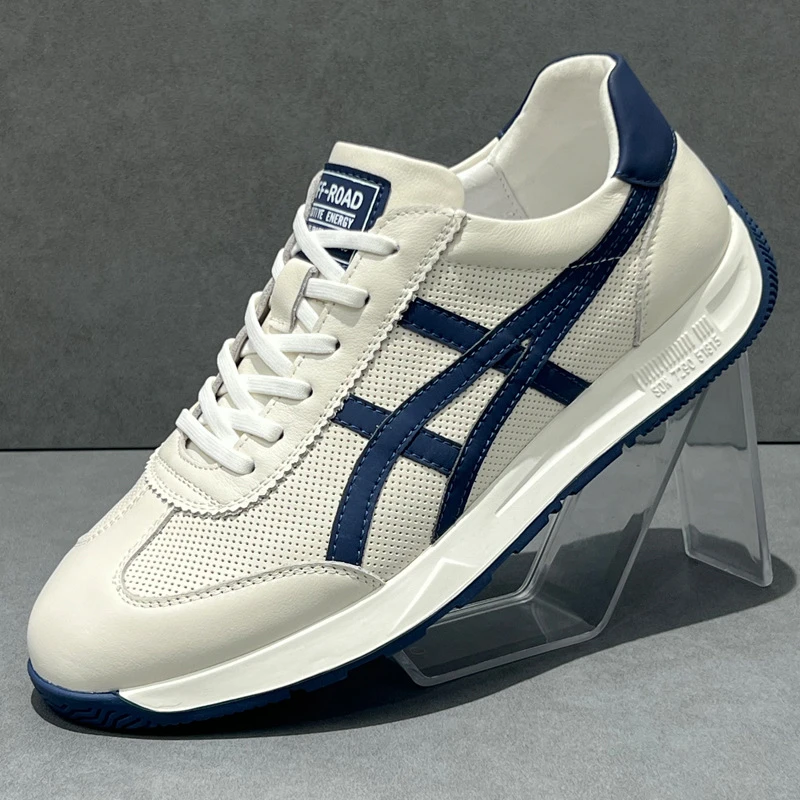 夏季男鞋透气薄款德训鞋2025新款真皮镂空阿甘鞋男士网眼运动休闲