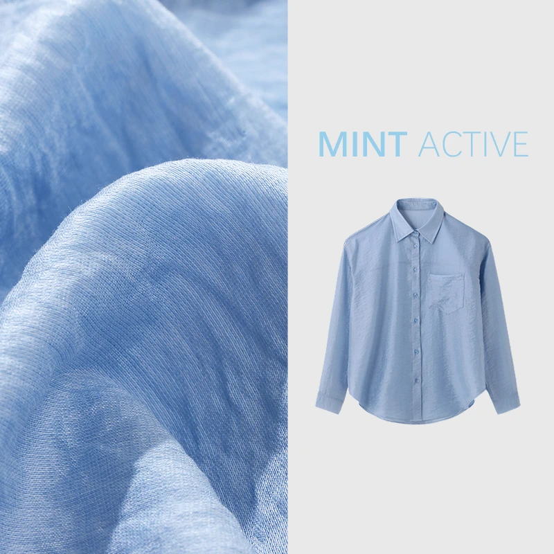 mint 女夏款肌理感物理防晒长袖薄款衬衫宽松显瘦纸片人休闲百搭