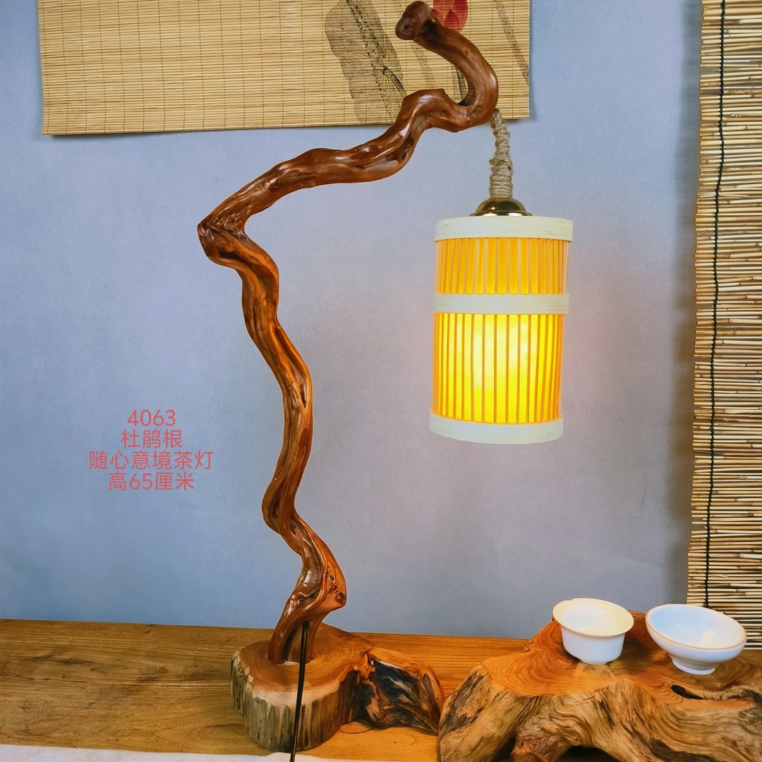 随形意境杜鹃根原木手工根雕茶灯台灯4063