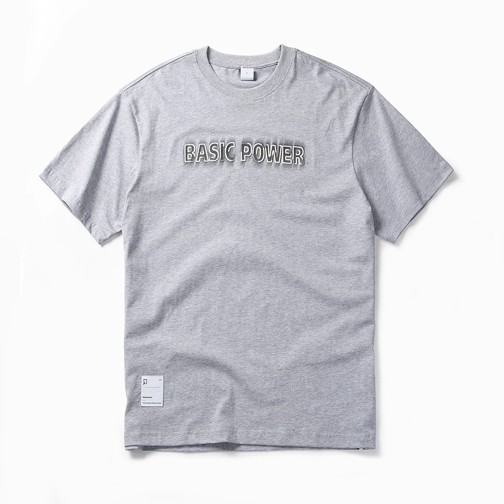 basic power/贝斯堡威透气宽松阔版舒适复古圆领纯棉印花T恤短袖