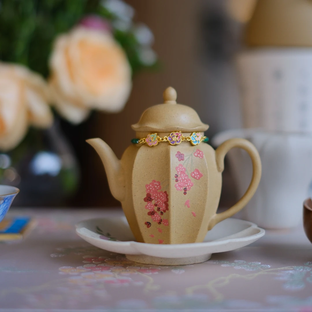 大碗茶器【空蓝樱花】宜兴紫砂壶黄金段120cc（不带链子）