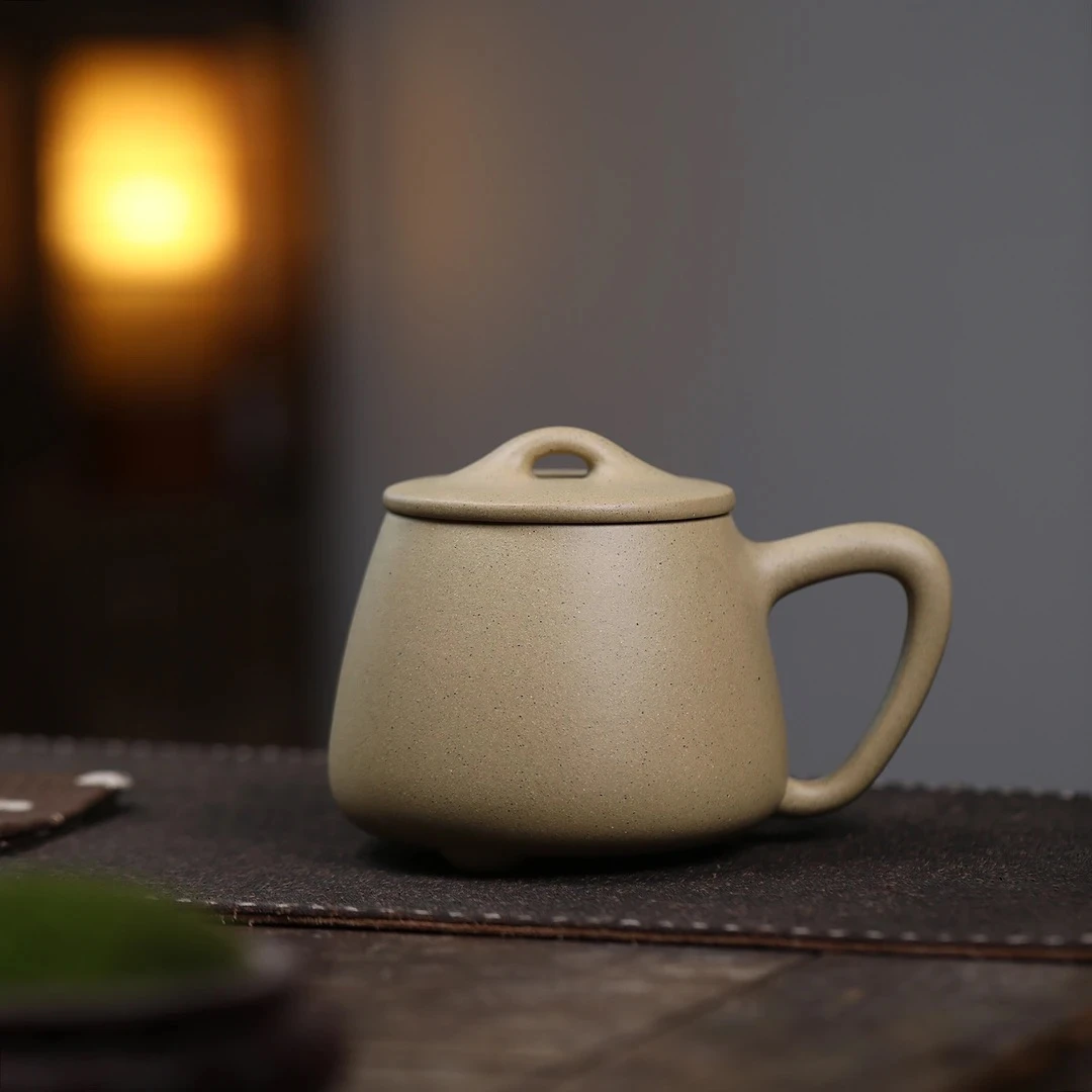 宜兴原矿紫砂本绿石瓢盖杯480cc左右