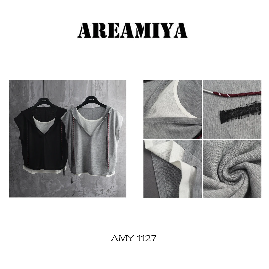 【有点酷】美式无袖连帽针织上衣AMY1127