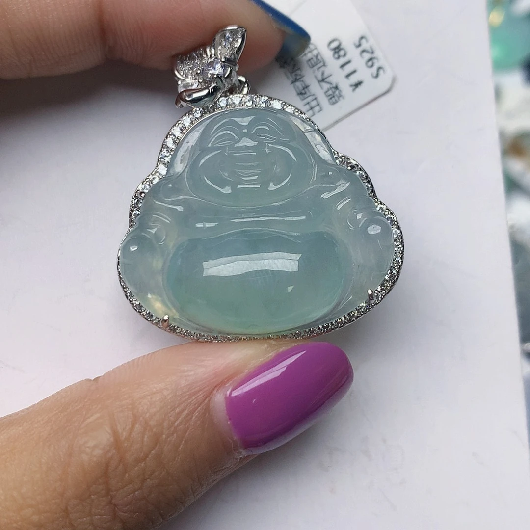 翡翠银S925镶嵌颈饰天然翡翠