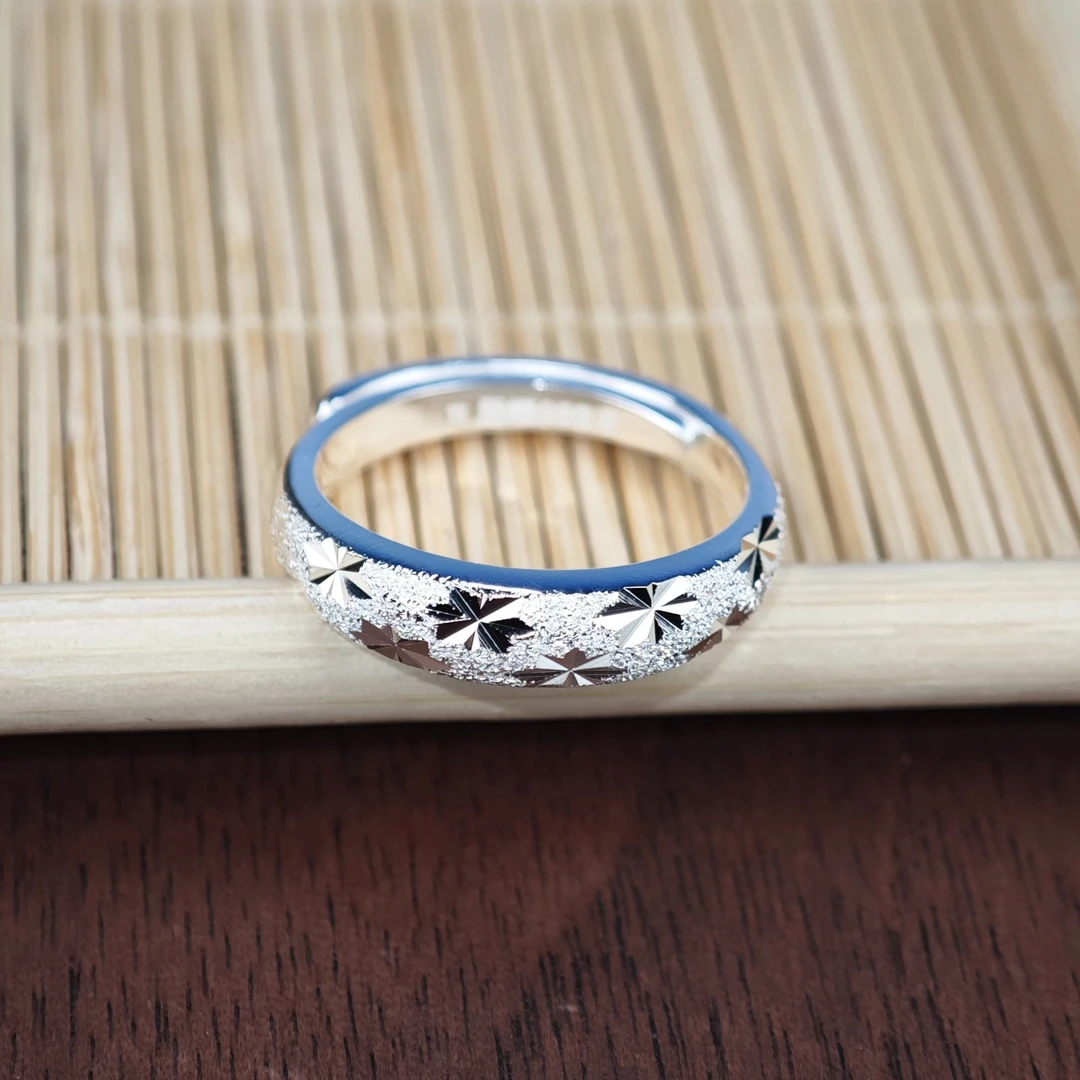 君派 足银戒指 【满天星】足银9999蛇口戒大小可调节时尚轻奢个性