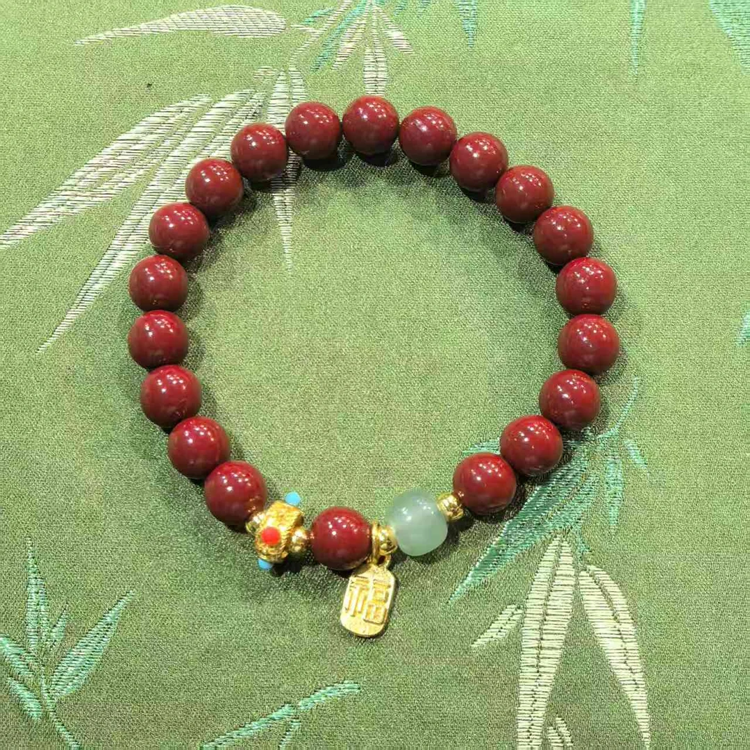 含辰砂工艺品S1153-朱砂0.8扎基拉姆+福牌配饰