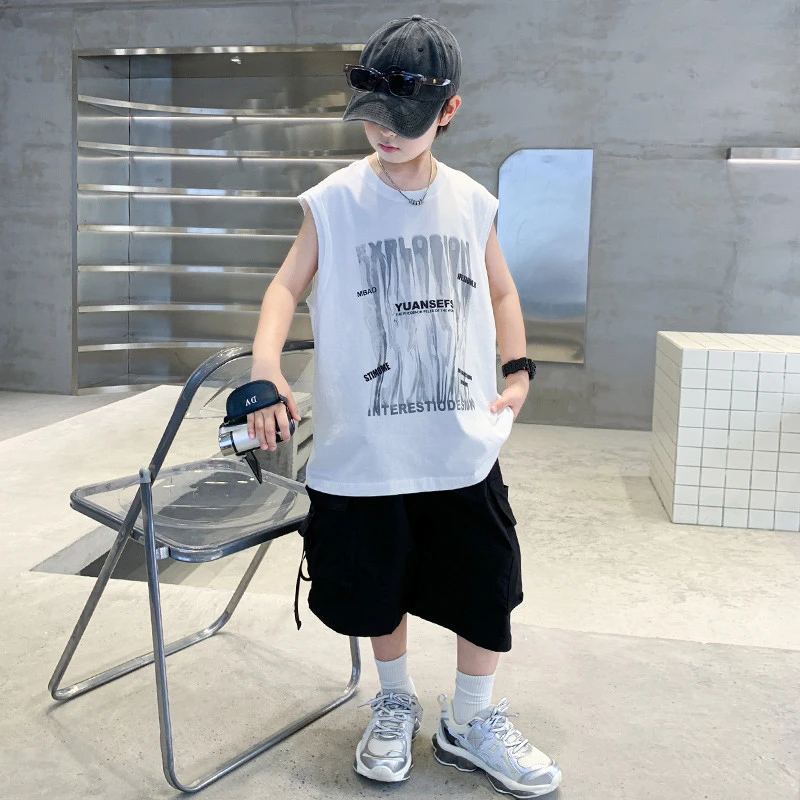 儿童装男童夏装套装2025新款运动无袖款夏季男孩夏款中大童酷帅潮