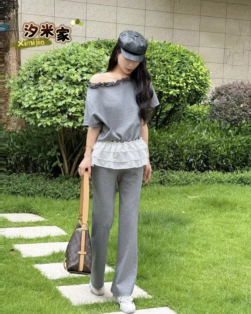 时尚套装日系情侣韩版运动休闲复古简约小众夏季纯色套装