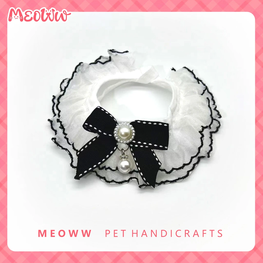Meoww自制ins黑白英伦风夏季猫咪狗狗口水巾围脖围兜