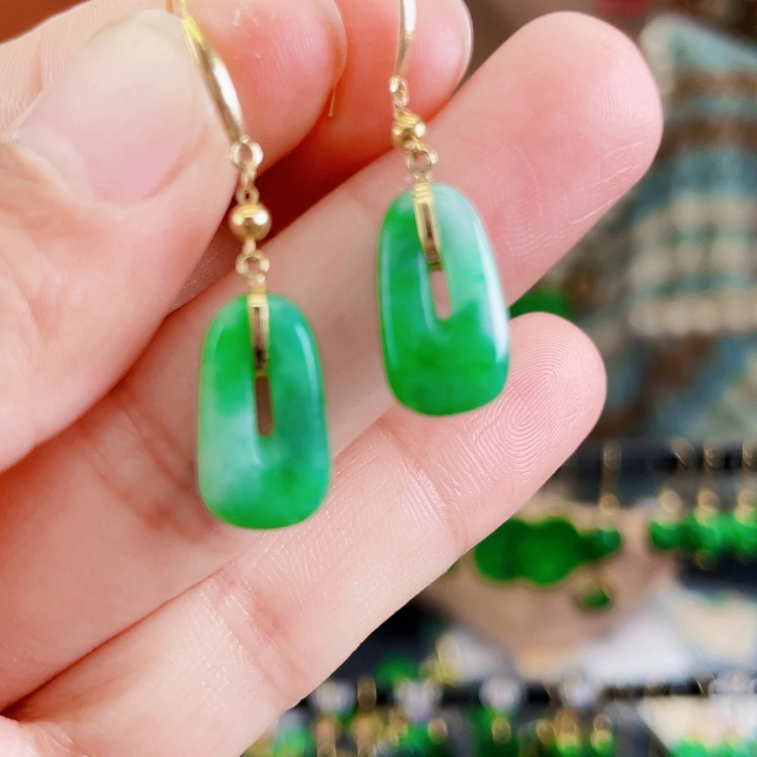 翡翠18K金镶嵌耳饰